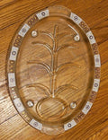 Vintage MCM Inland Glass Serving Dish Meat Platter Atomic Sputnik Floral Pattern