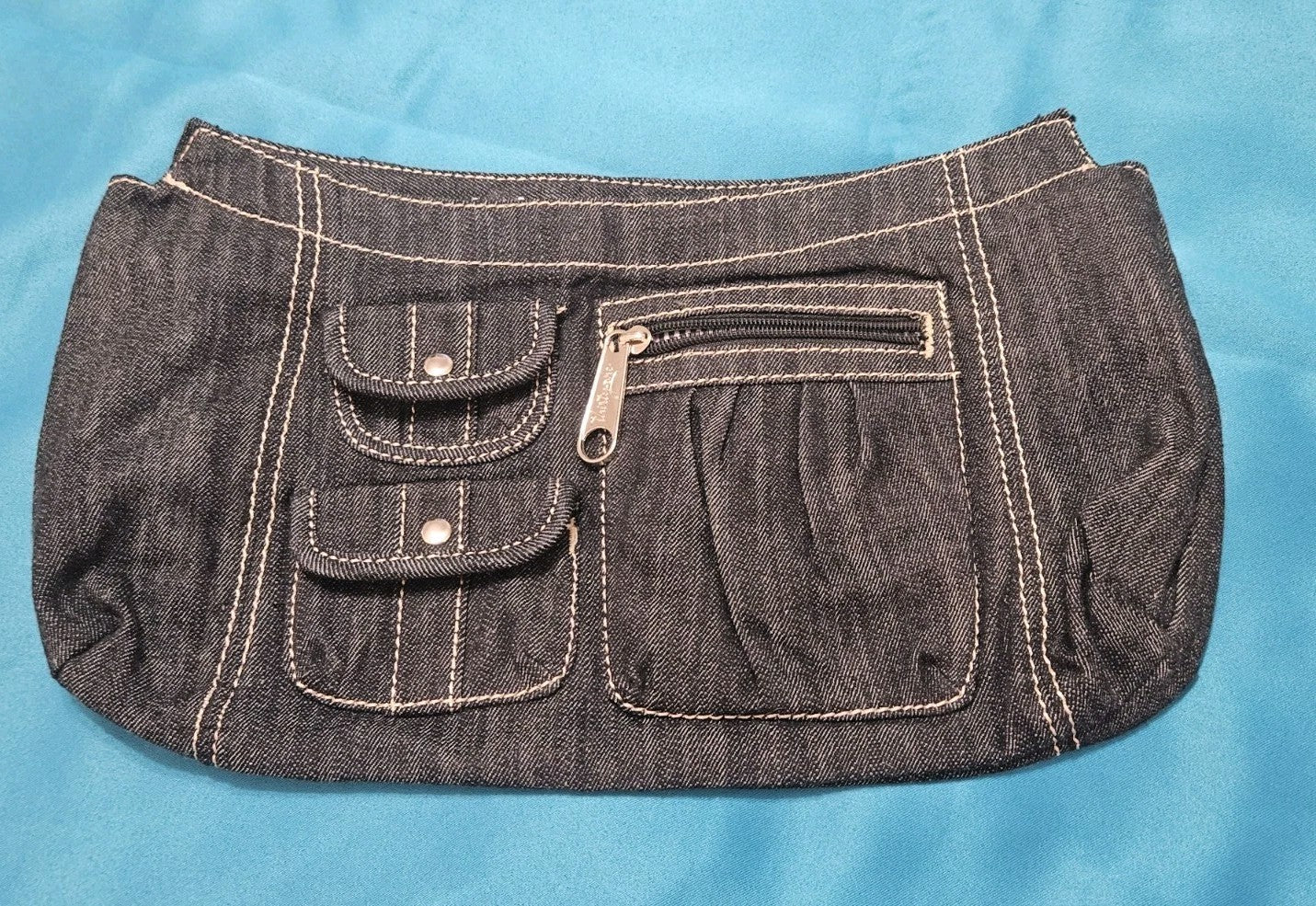 NWOT Thirty-One Fitted Purse Skirt Dark Wash Denim With Pocket Accents