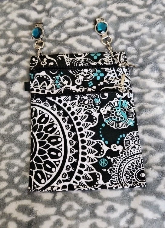 Hip Klips Thermal Bali Teal XL With Teal Gem Accents RFID EMF Lined Pocket