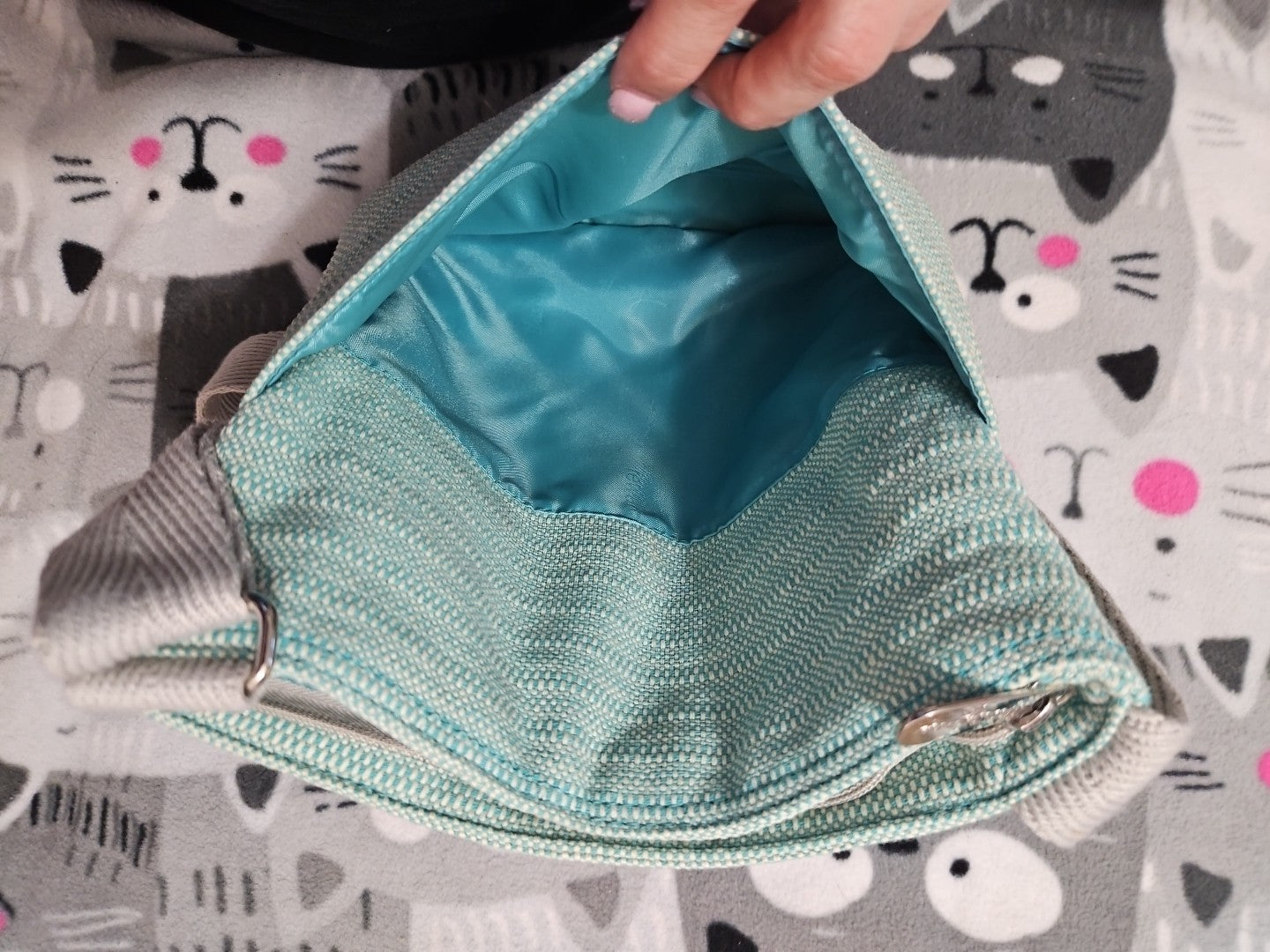 Thirty-One Organizing Shoulder Bag Crossbody Bag Turquoise Cross Weave