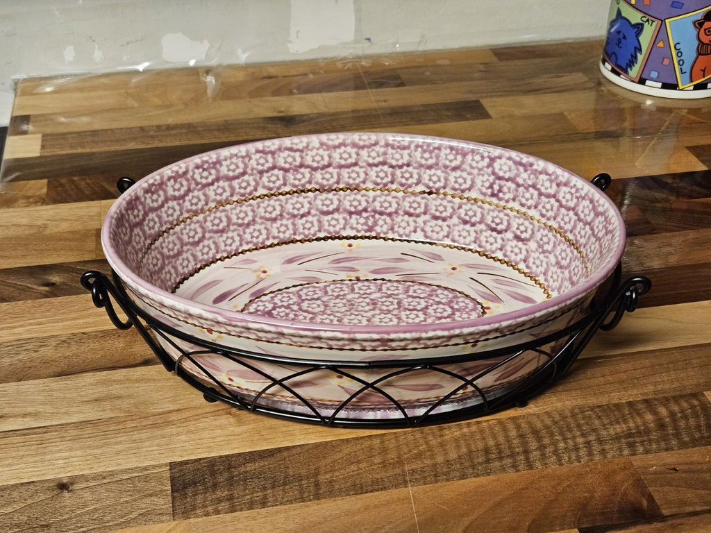 Temptations By Tara Old World Lilac Oval Baker 2.5 qt. Metal Rack & Trivet
