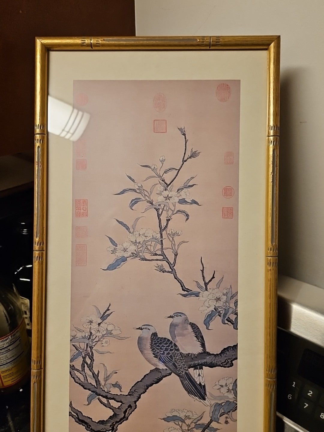 Framed Print Of Song Dynasty "Birds And Blossoms" Tapestry By Shen Tzu-fan