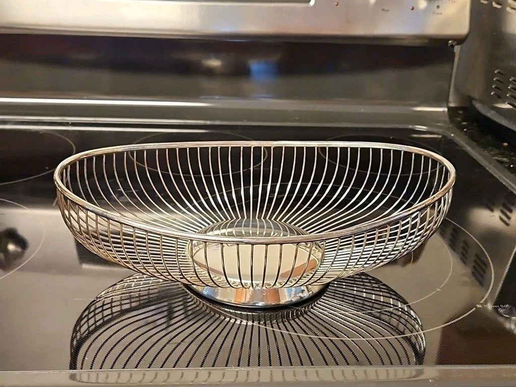 Vintage Raimond Silverplate 12" x 7.5" Wire Bread Basket Serving Bowl