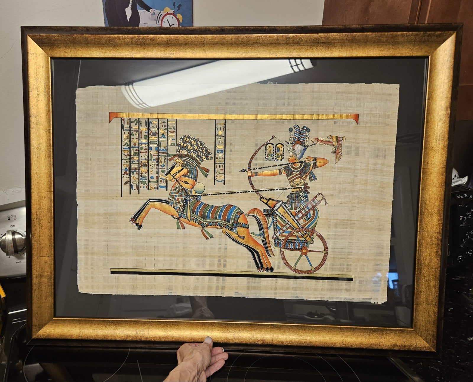 Framed & Matted Handmade Adel Ghabour Egyptian Papyrus W/ Certificate 34" X 26"