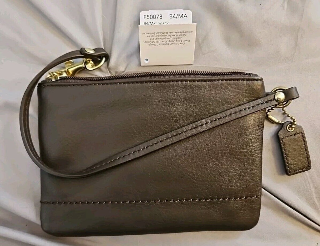 Coach CAMPBELL LEATHER SMALL WRISTLET (COACH F50078 Mahogany NWT
