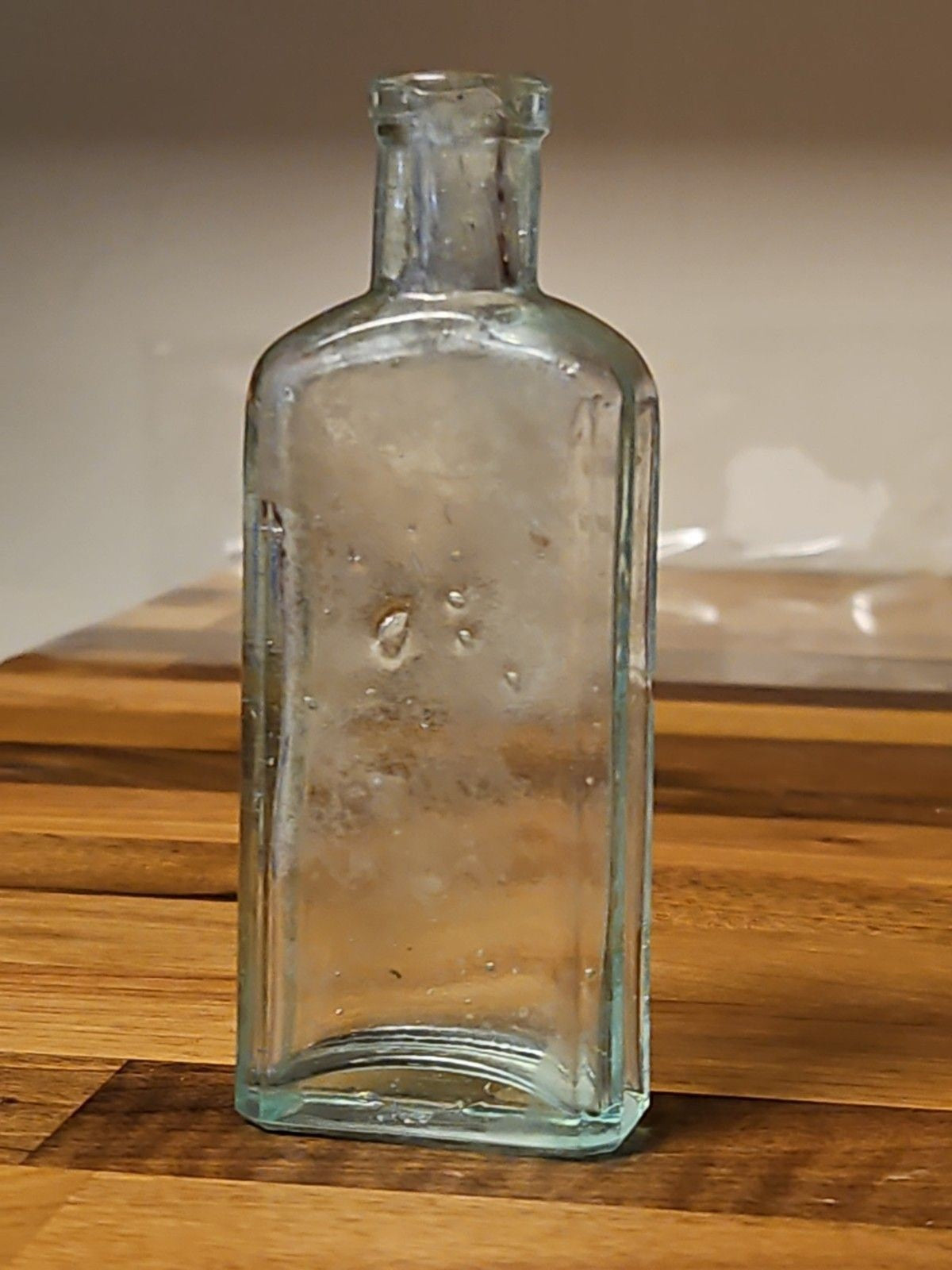 Vinyage 1890's First Gen G.W. Cole Co. Three In One Oil Bottle Blown Aqua Glass
