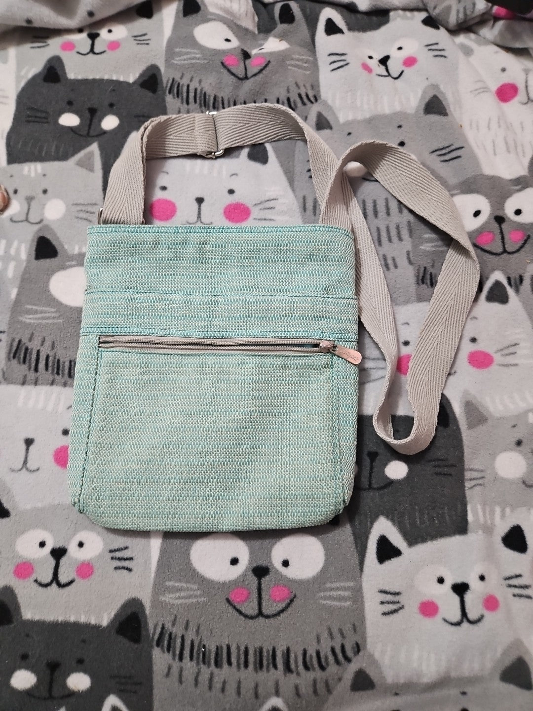 Thirty-One Organizing Shoulder Bag Crossbody Bag Turquoise Cross Weave