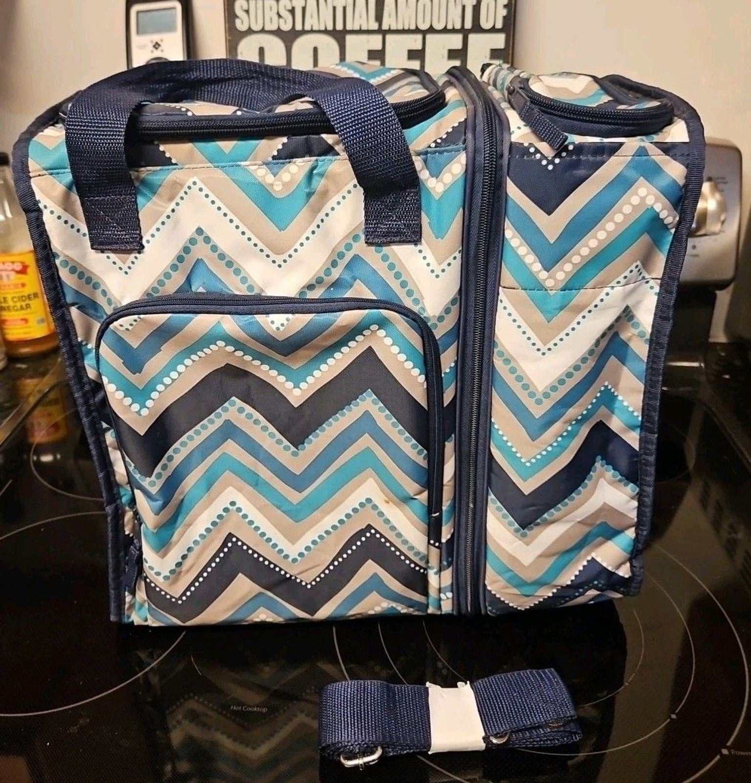 Thirty One Thermal On The Double Set In Teal & Blue Dotty Chevron EUC - Clean!