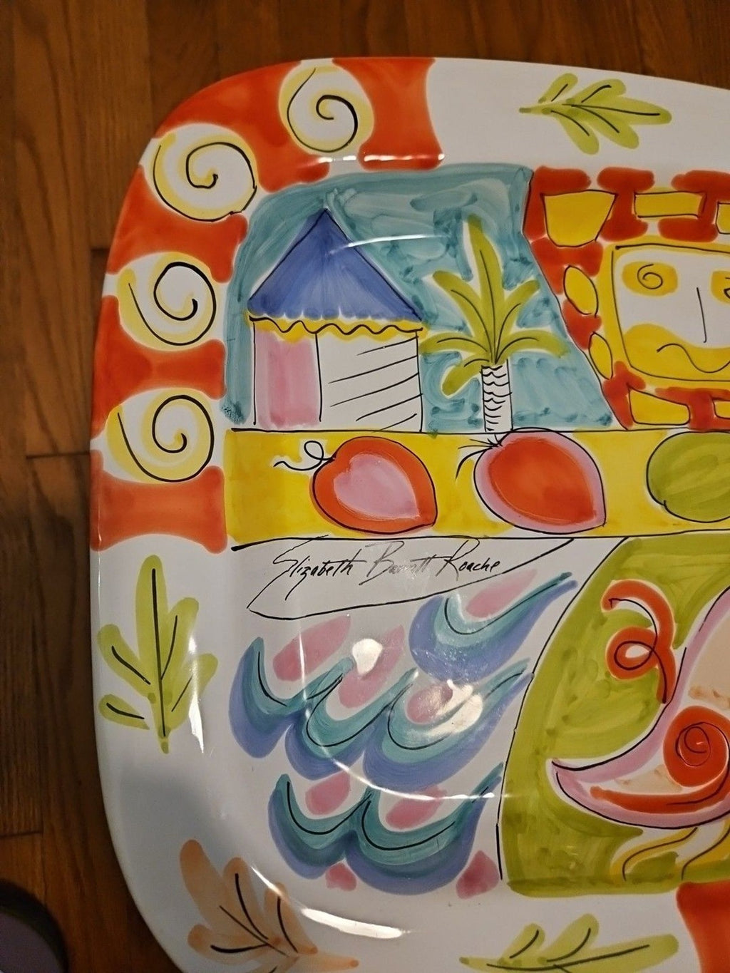 Vintage 1991 Pretense Elizabeth Barrett Roach Hand Painted Platter