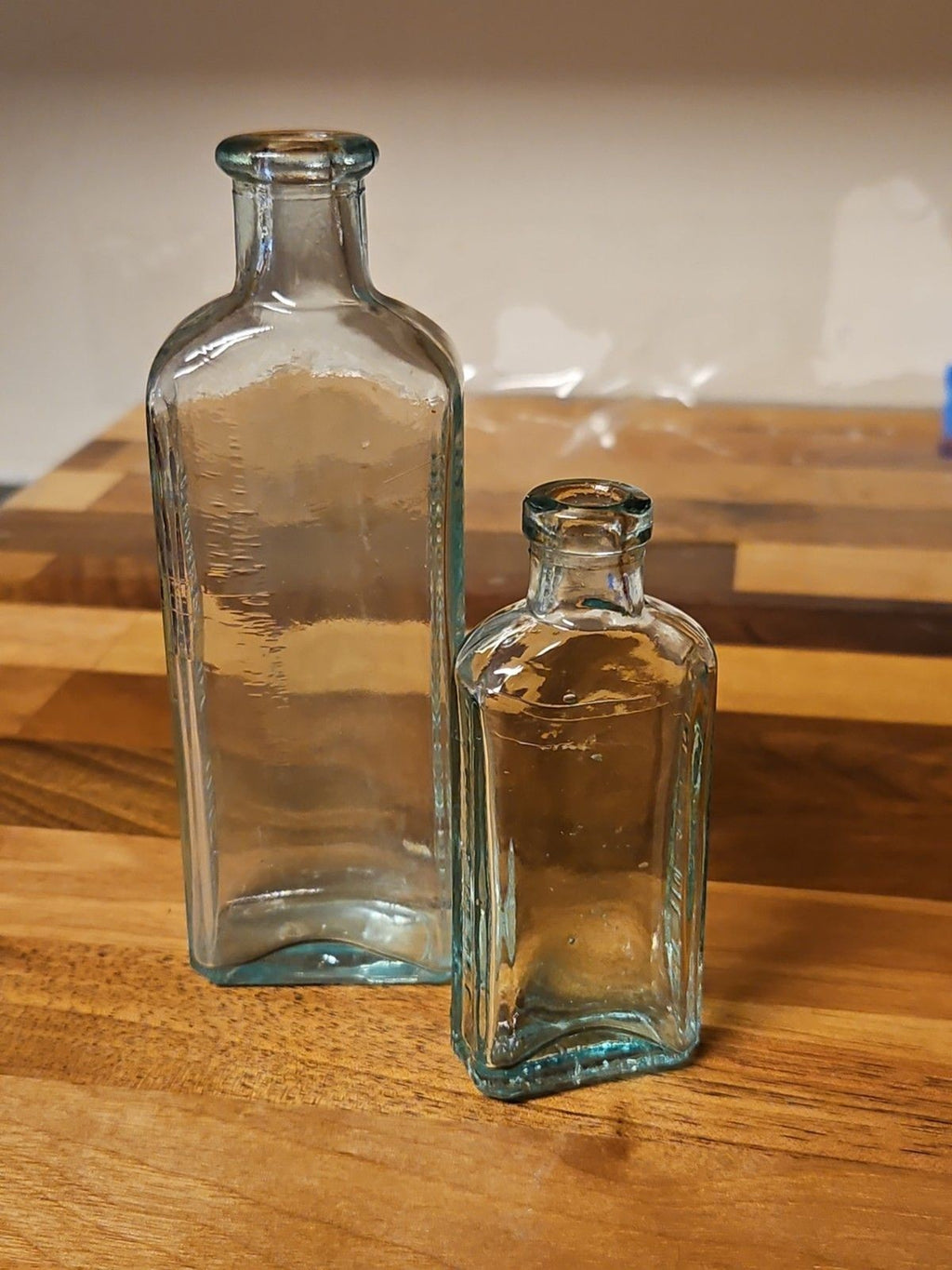 Set Of 2 Antique 3rd Gen 1900's Antique Three In One 3 in 1 Oil Glass Bottles