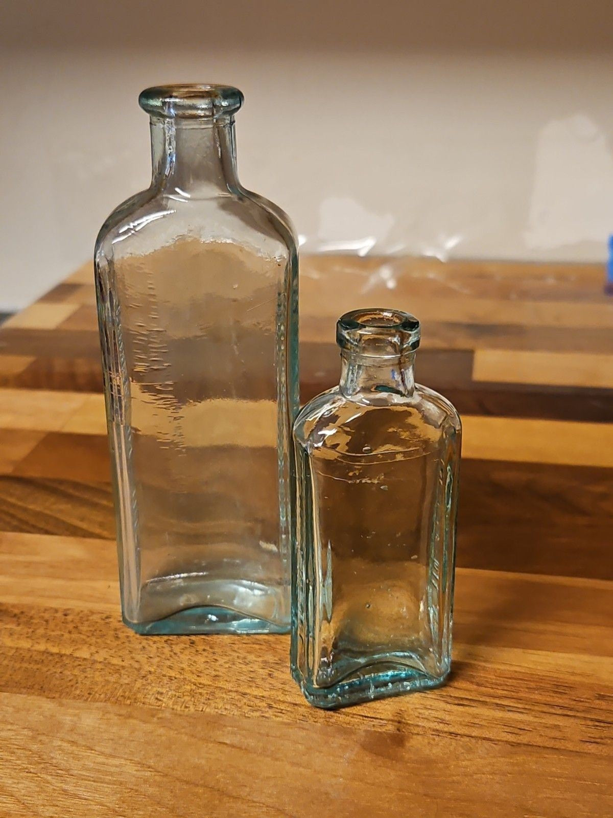 Set Of 2 Antique 3rd Gen 1900's Antique Three In One 3 in 1 Oil Glass Bottles